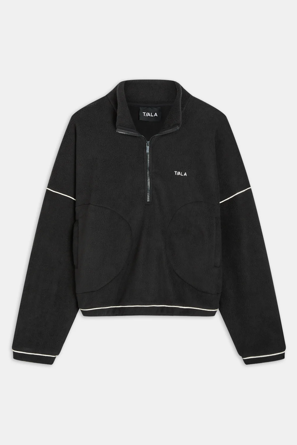 1/4 Zip Fleece Jacket - Black & Ivory - Image 2