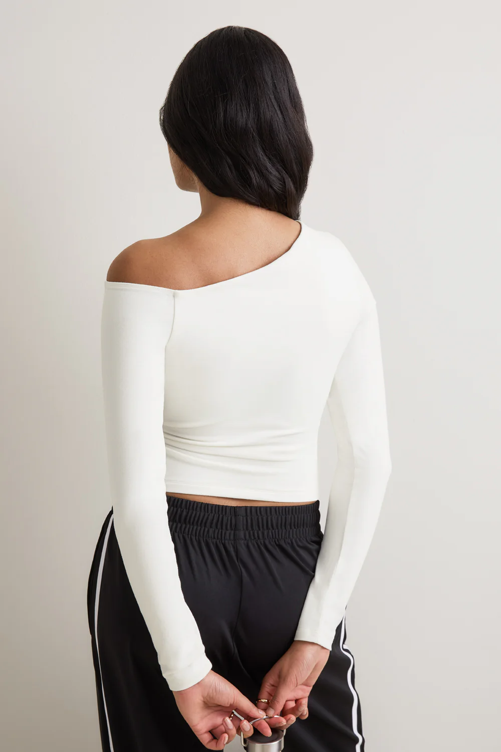 365 Asymmetric Ruched Long Sleeve Top - Coconut Milk - Image 3