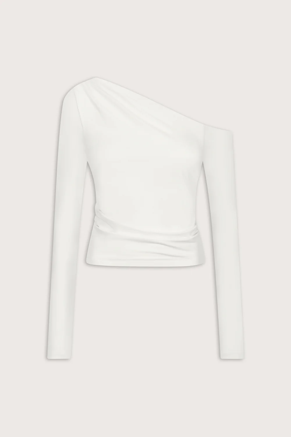 365 Asymmetric Ruched Long Sleeve Top - Coconut Milk - Image 6