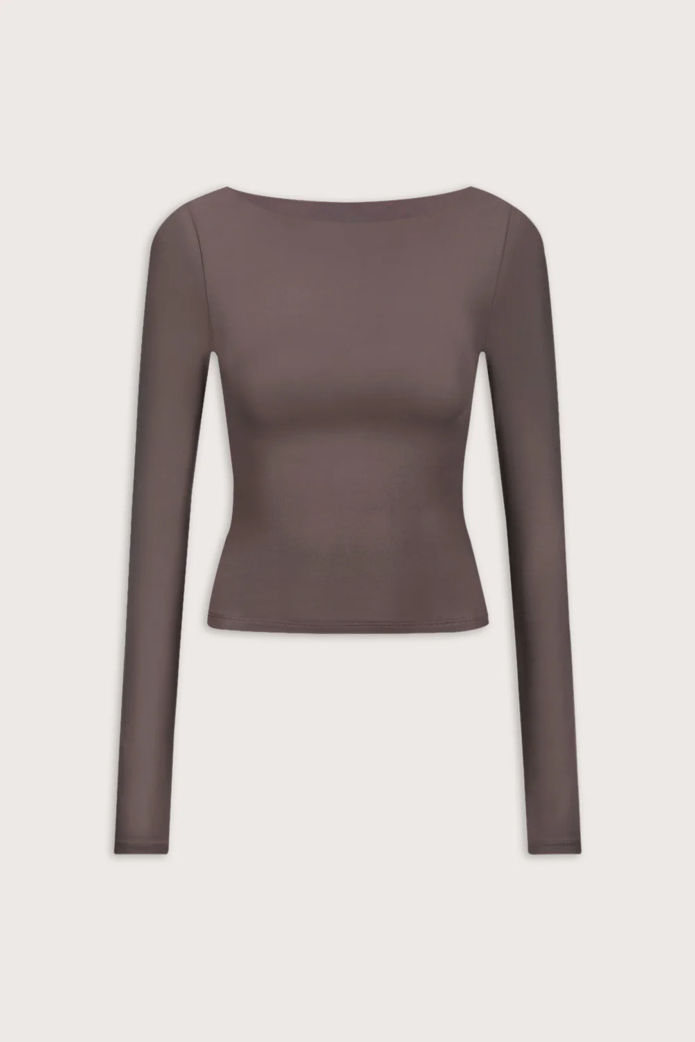 365 Boat Neck Long Sleeve Top - Mocha Brown - Image 2