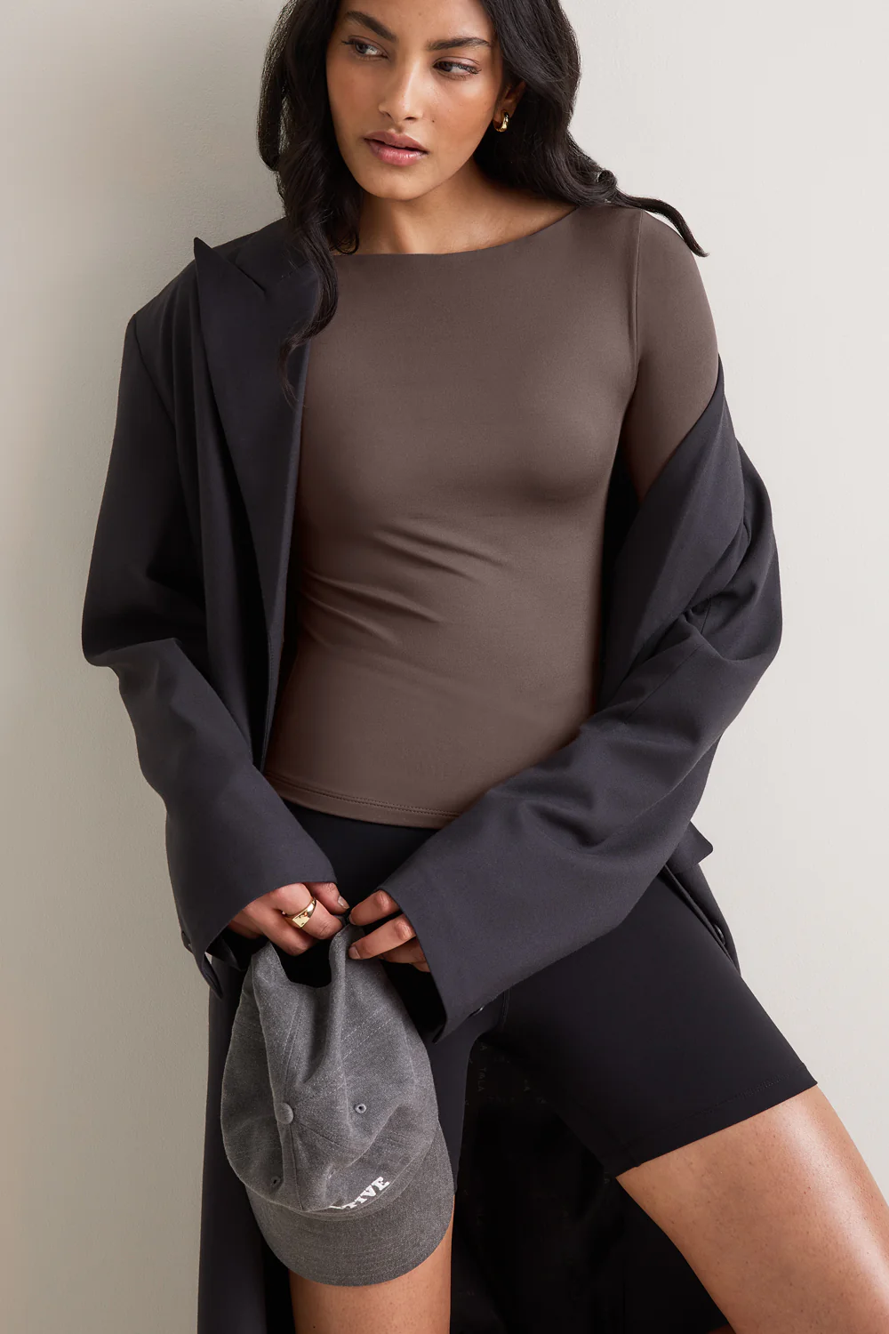 365 Boat Neck Long Sleeve Top - Mocha Brown - Image 5