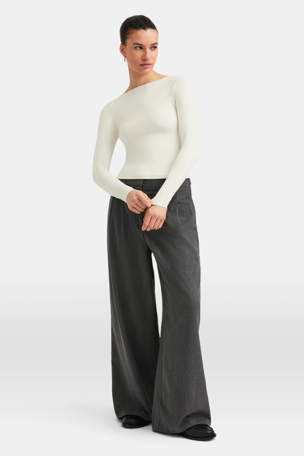 365 Boat Neck Long Sleeve Top - Vanilla - Image 3