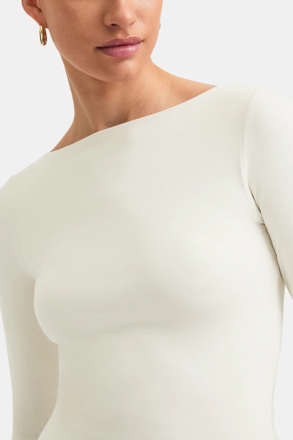365 Boat Neck Long Sleeve Top - Vanilla - Image 5