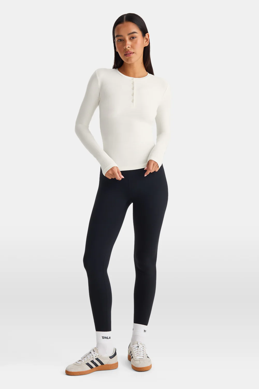 365 Core Cotton Long Sleeve Henley Top - Ivory - Image 3