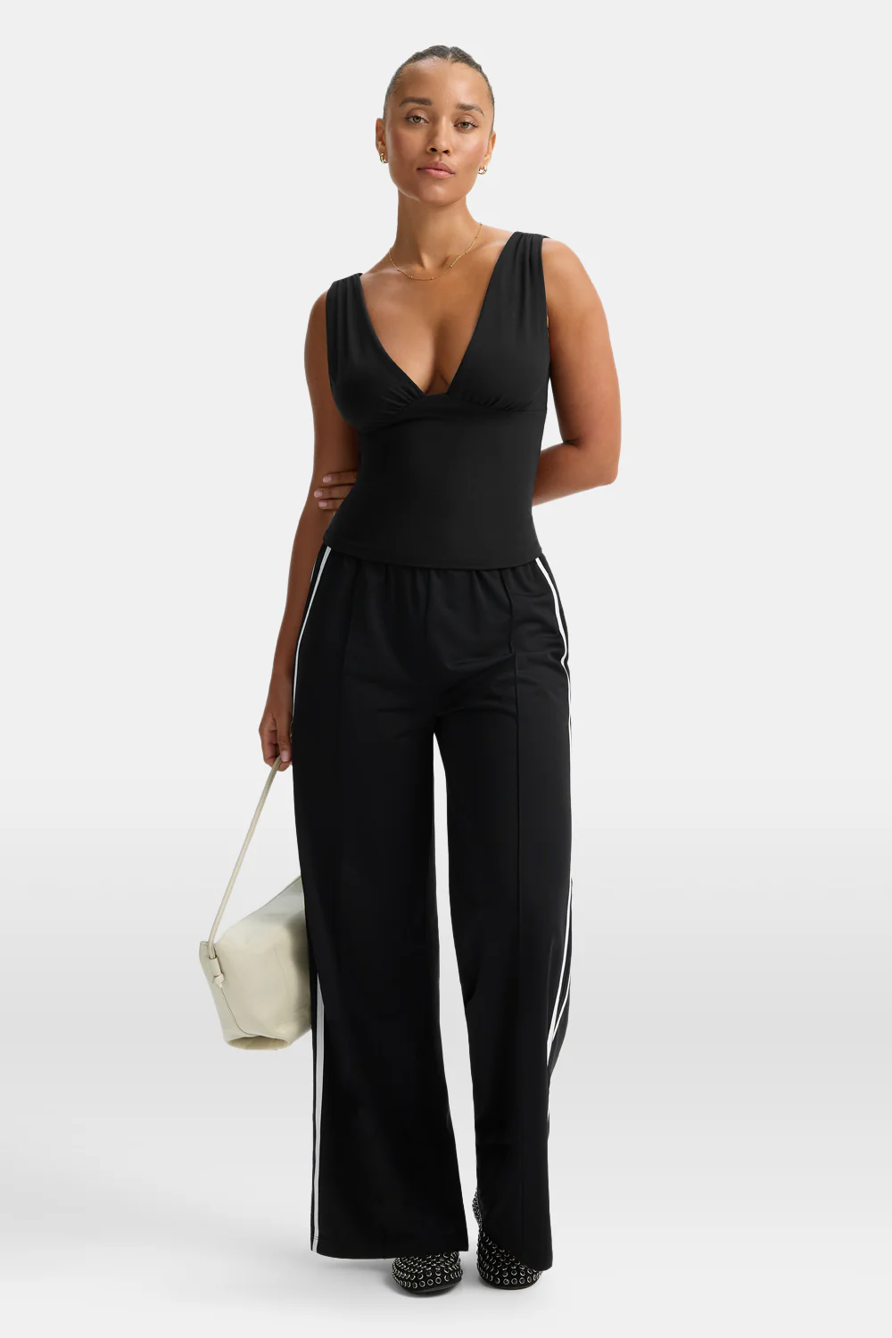 365 Plunge Neckline Top - Black - Image 3