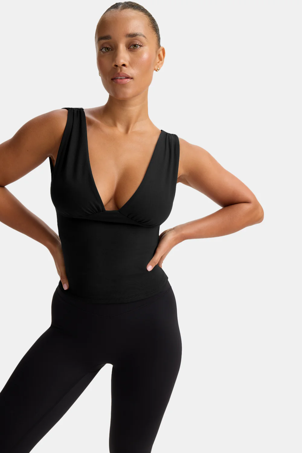365 Plunge Neckline Top - Black - Image 5