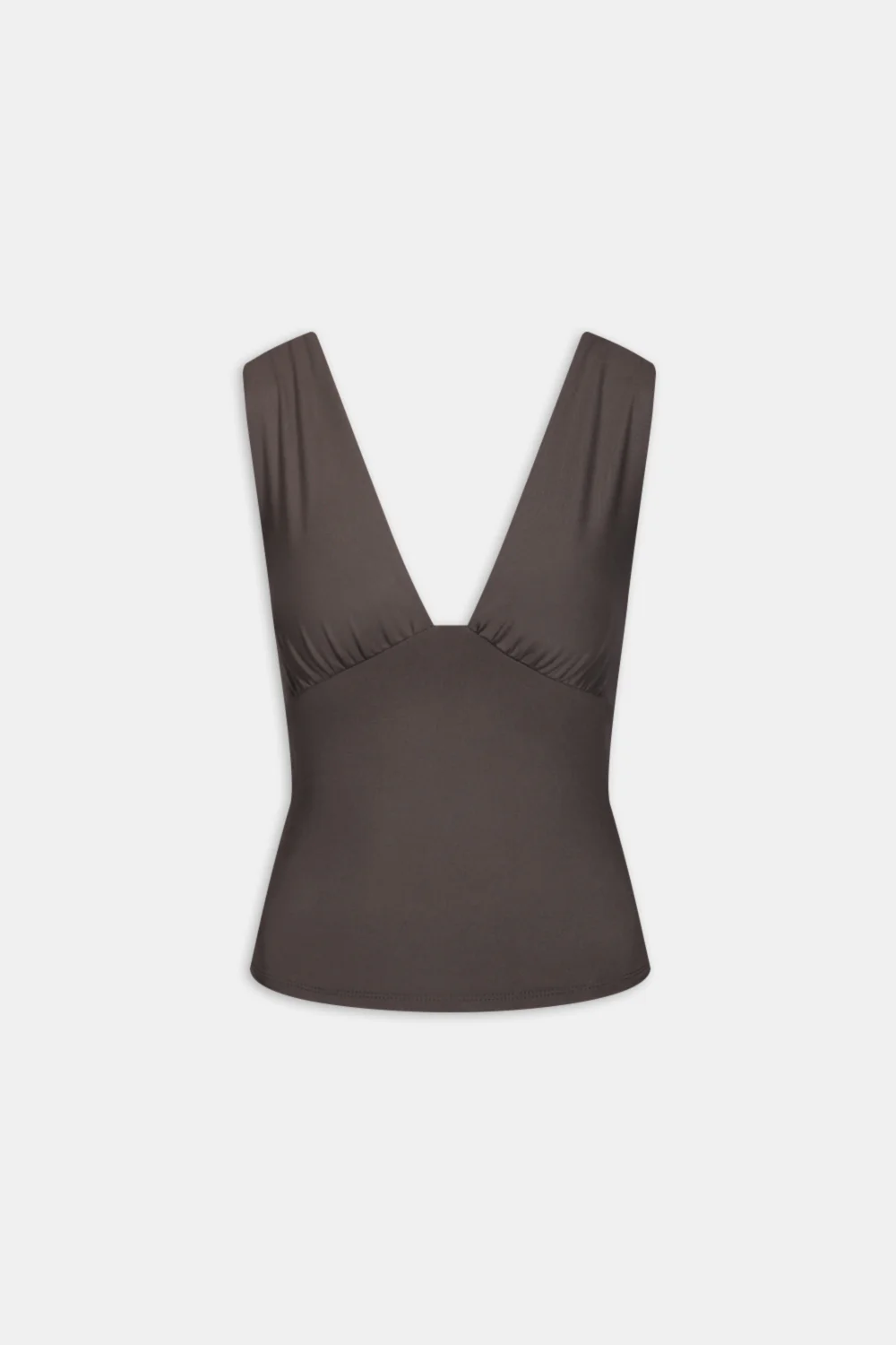 365 Plunge Neckline Top - Mocha Brown - Image 2
