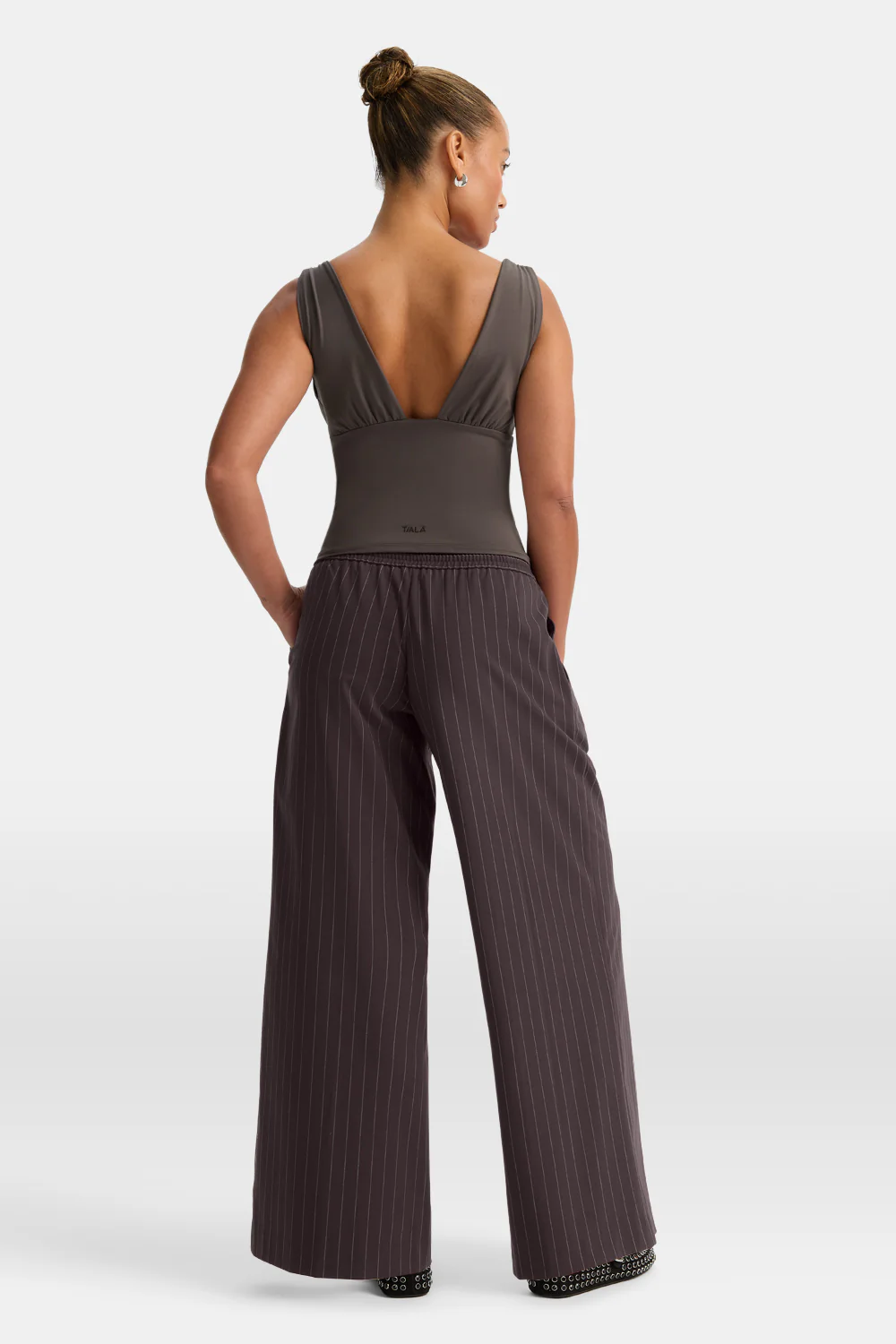 365 Plunge Neckline Top - Mocha Brown - Image 5