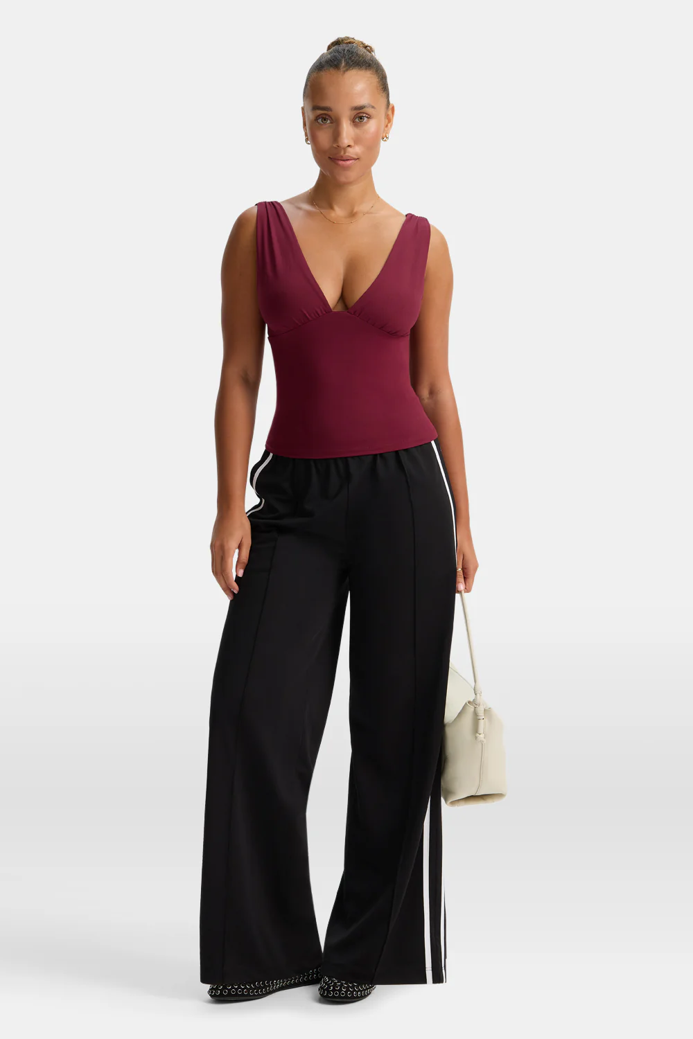 365 Plunge Neckline Top - Port Red - Image 3