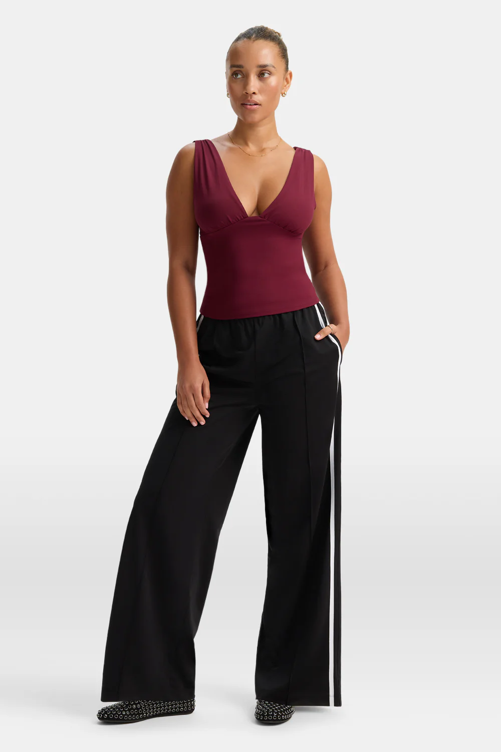 365 Plunge Neckline Top - Port Red - Image 6