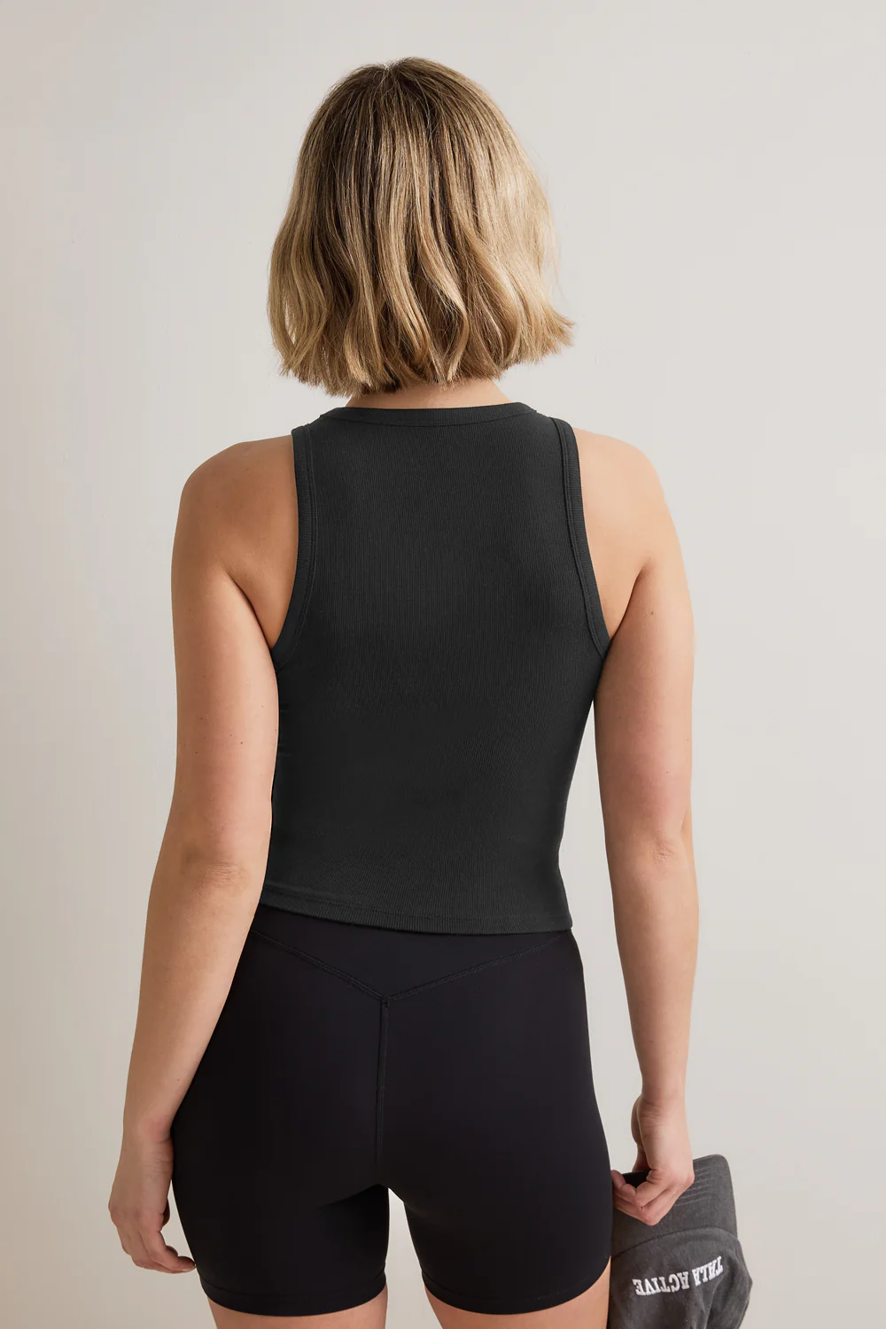 365 Sculpting Lounge Longline Logo Racer Vest - Shadow Black - Image 5