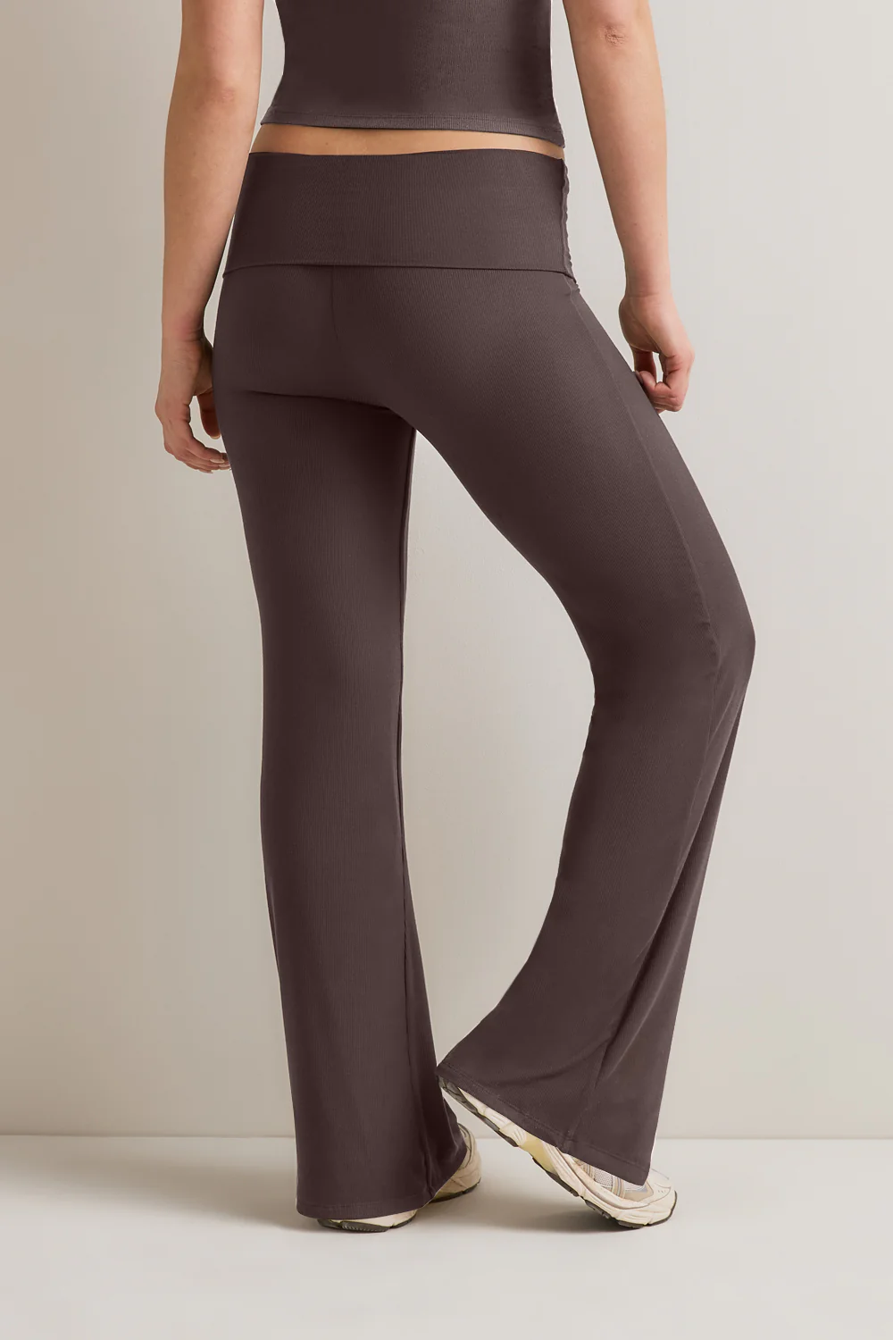 365 Sculpting Lounge Fold Waist Flared Trousers - Espresso - Image 5