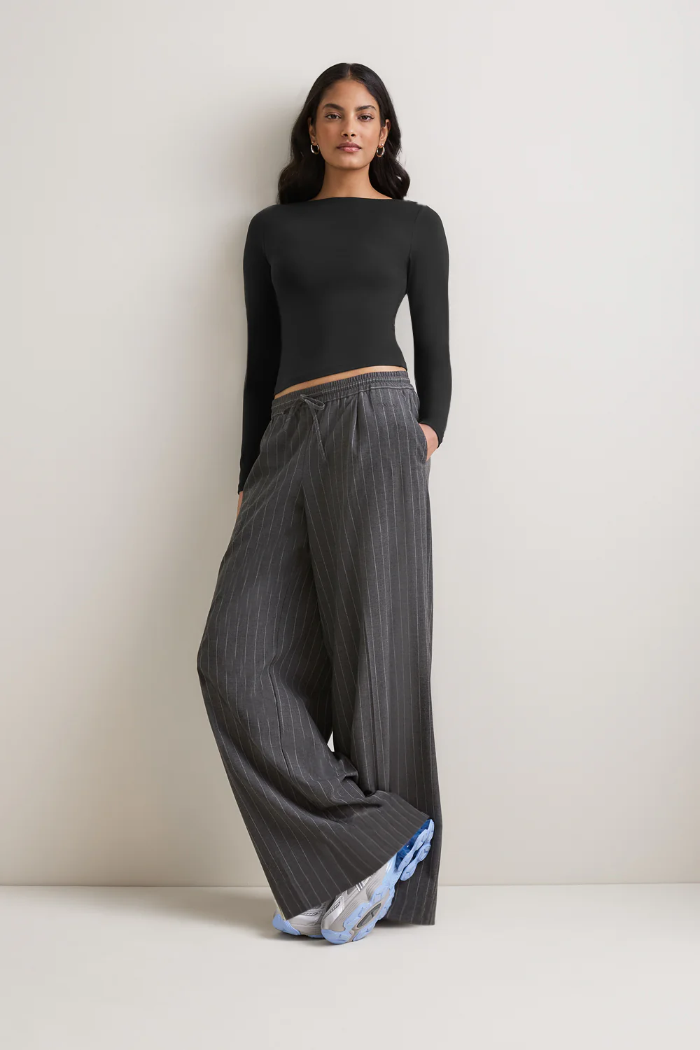 365 Boat Neck Long Sleeve Top - Shadow Black - Image 3
