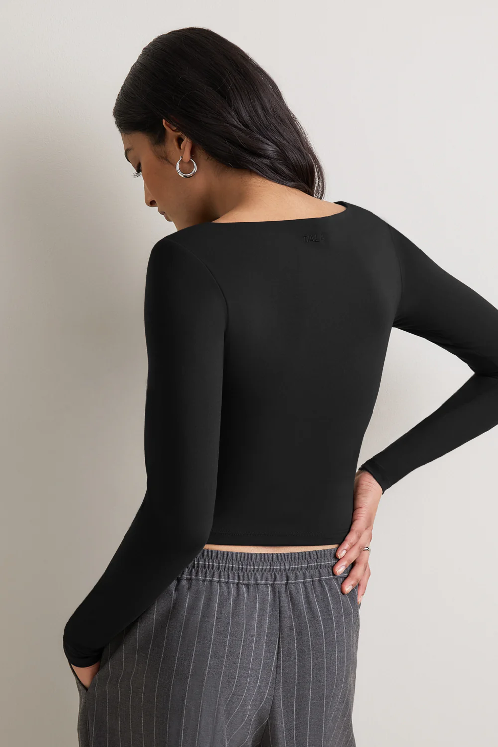 365 Boat Neck Long Sleeve Top - Shadow Black - Image 4