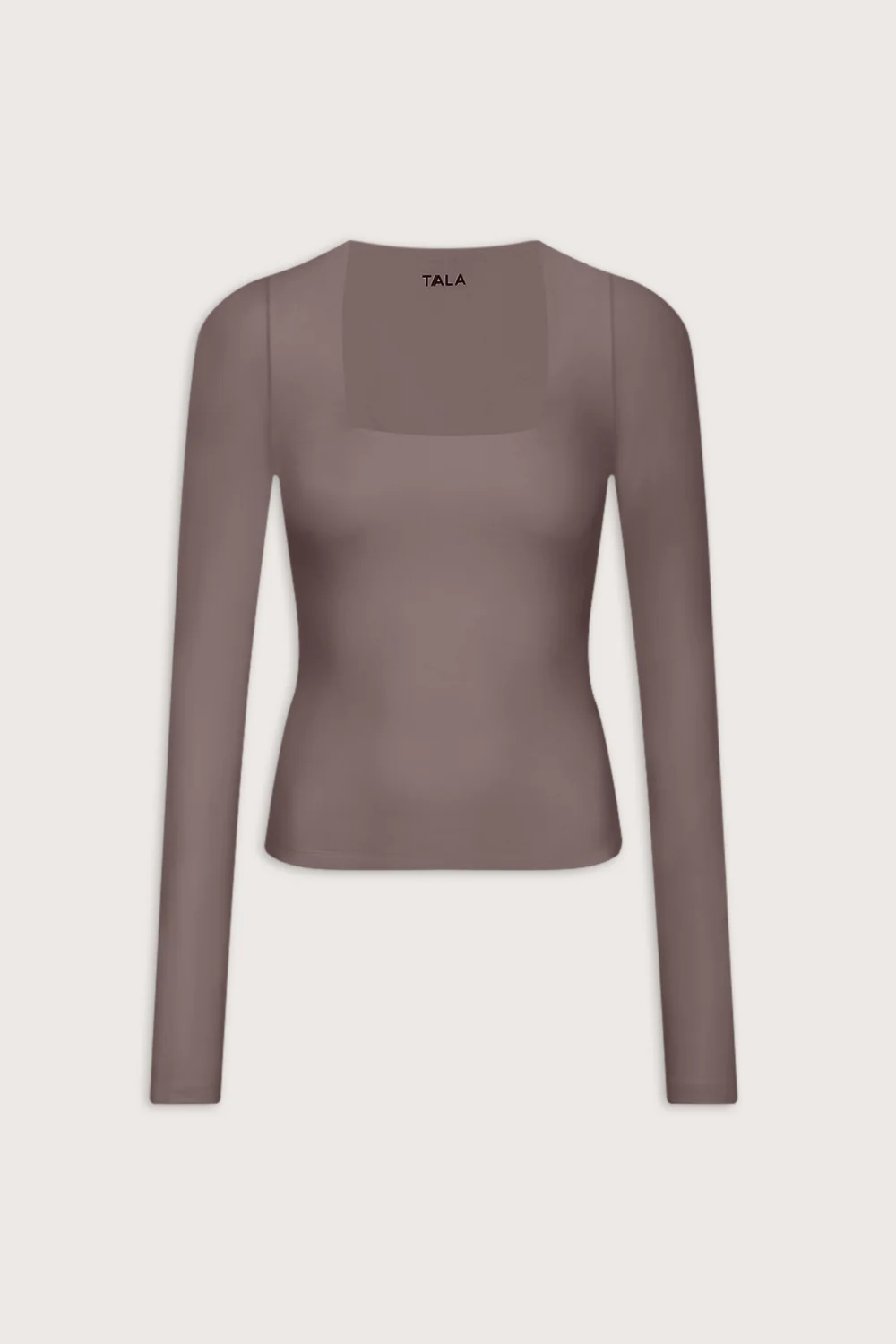 365 Square Neck Long Sleeve Top - Mocha Brown - Image 2