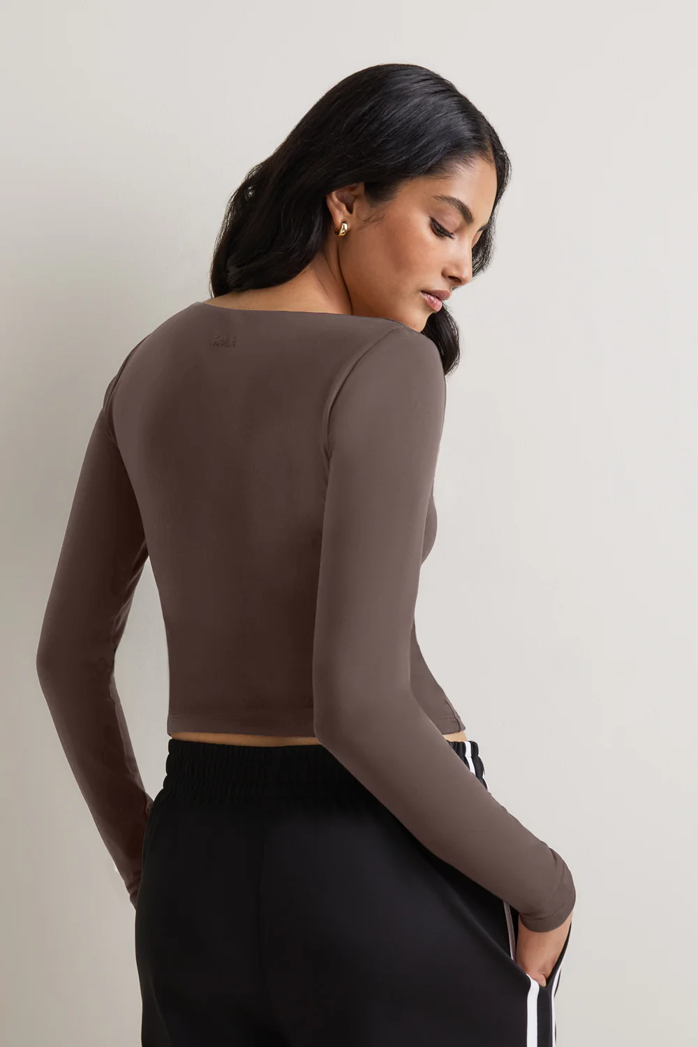 365 Square Neck Long Sleeve Top - Mocha Brown - Image 4