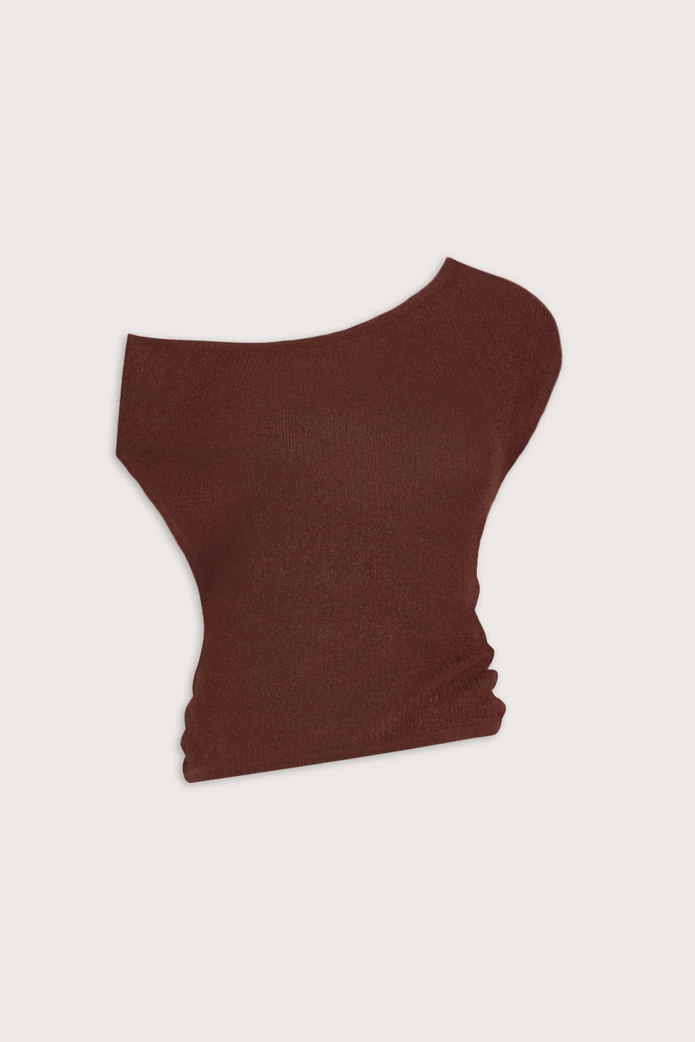 Beach Knit Asymmetric Top - Brown - Image 2