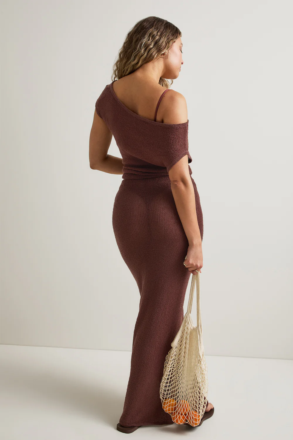 Beach Knit Asymmetric Top - Brown - Image 5