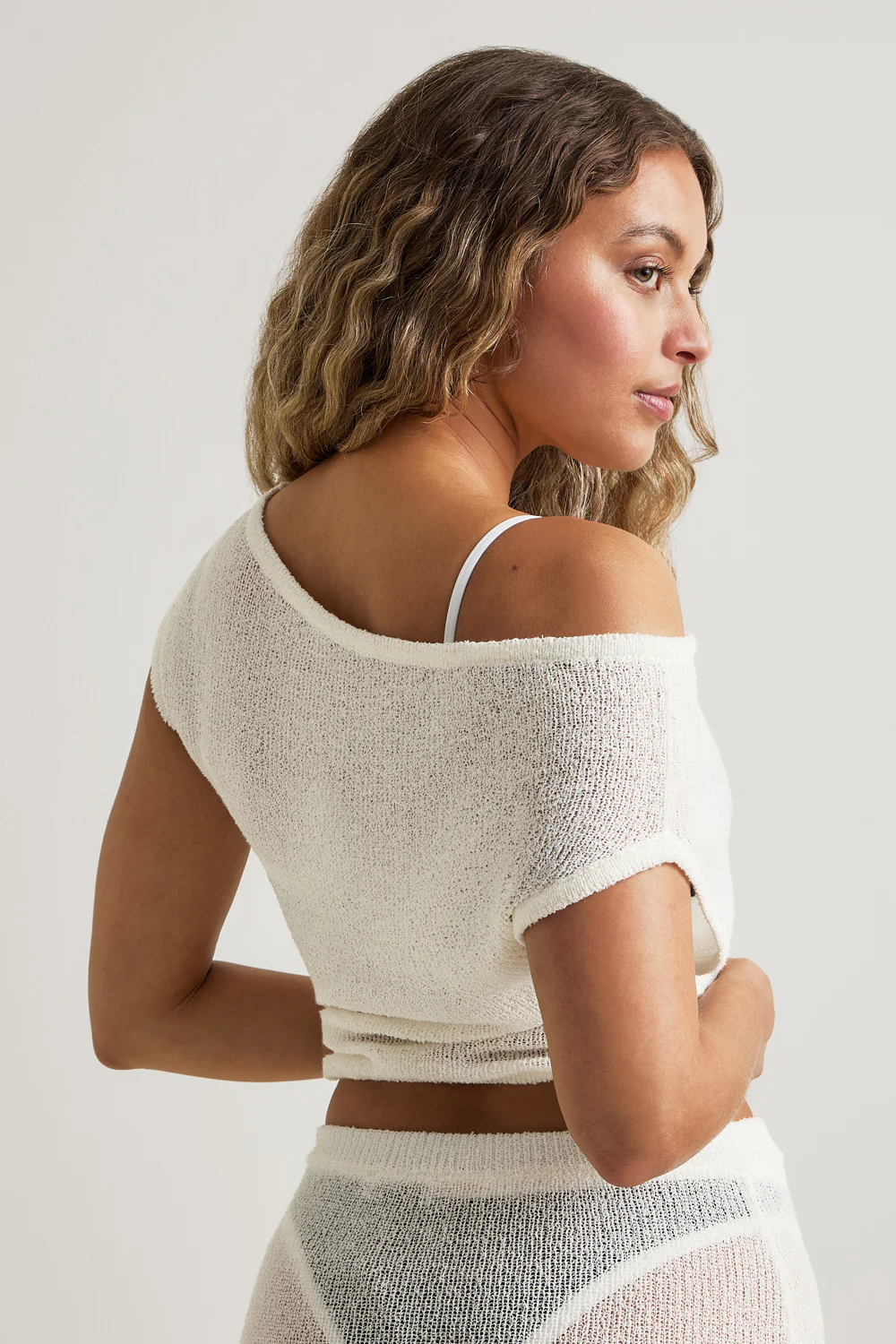 Beach Knit Asymmetric Top - Ivory - Image 4