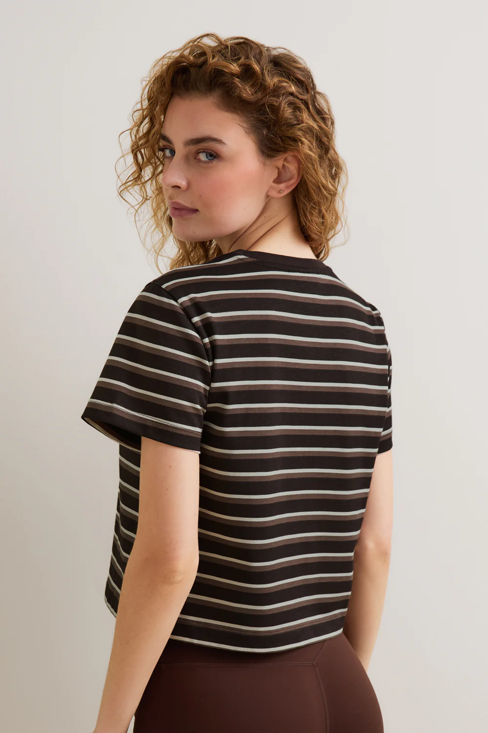 Boxy Baby Tee - Brown Stripe - Image 4