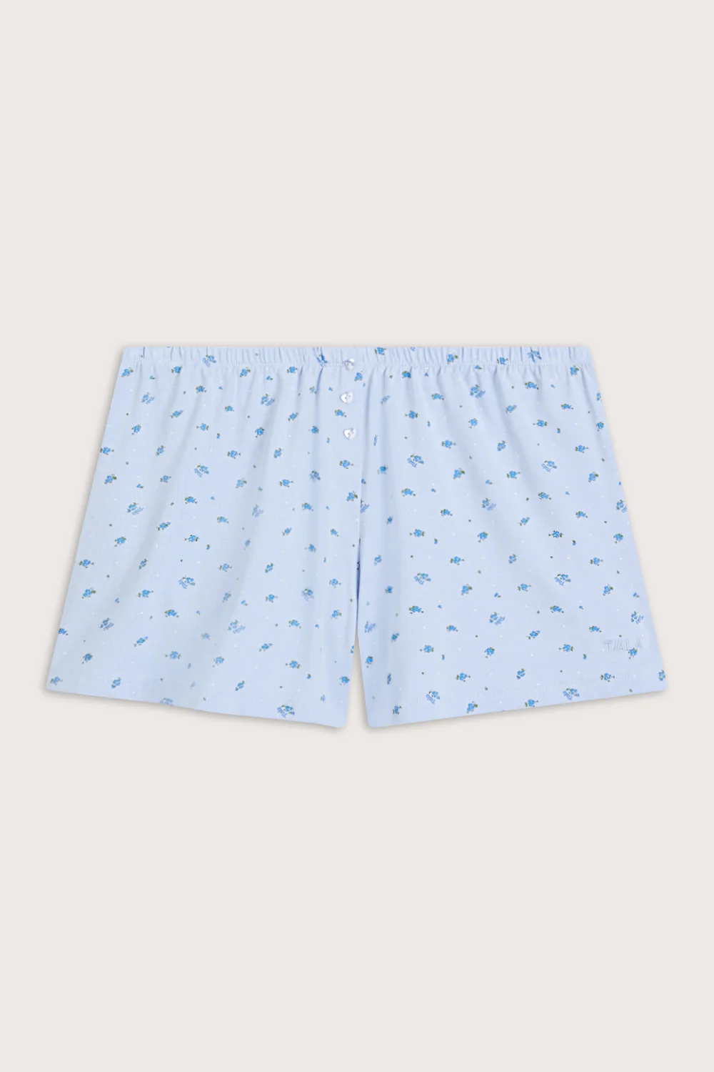 Button Pyjama Shorts - Baby Blue Floral Print - Image 2