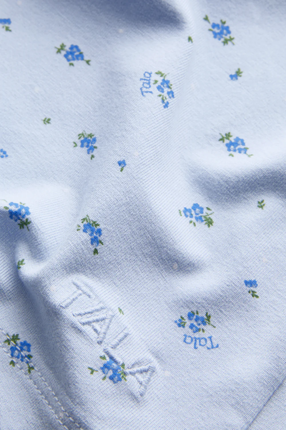 Button Pyjama Shorts - Baby Blue Floral Print - Image 3