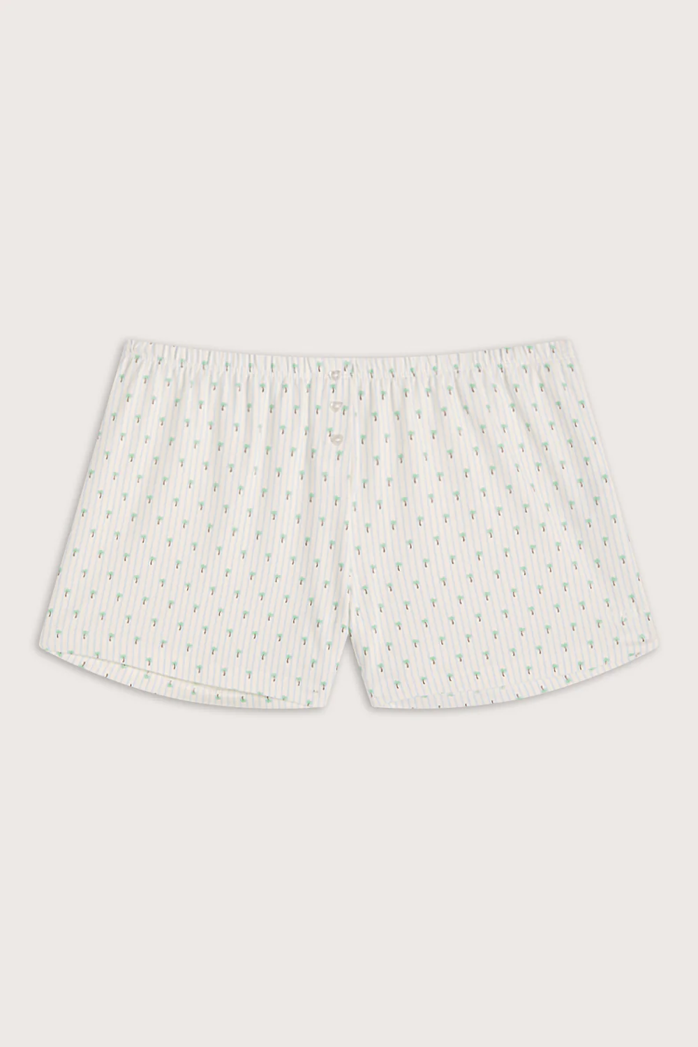 Button Pyjama Shorts - Blue Stripe Palm Print - Image 2