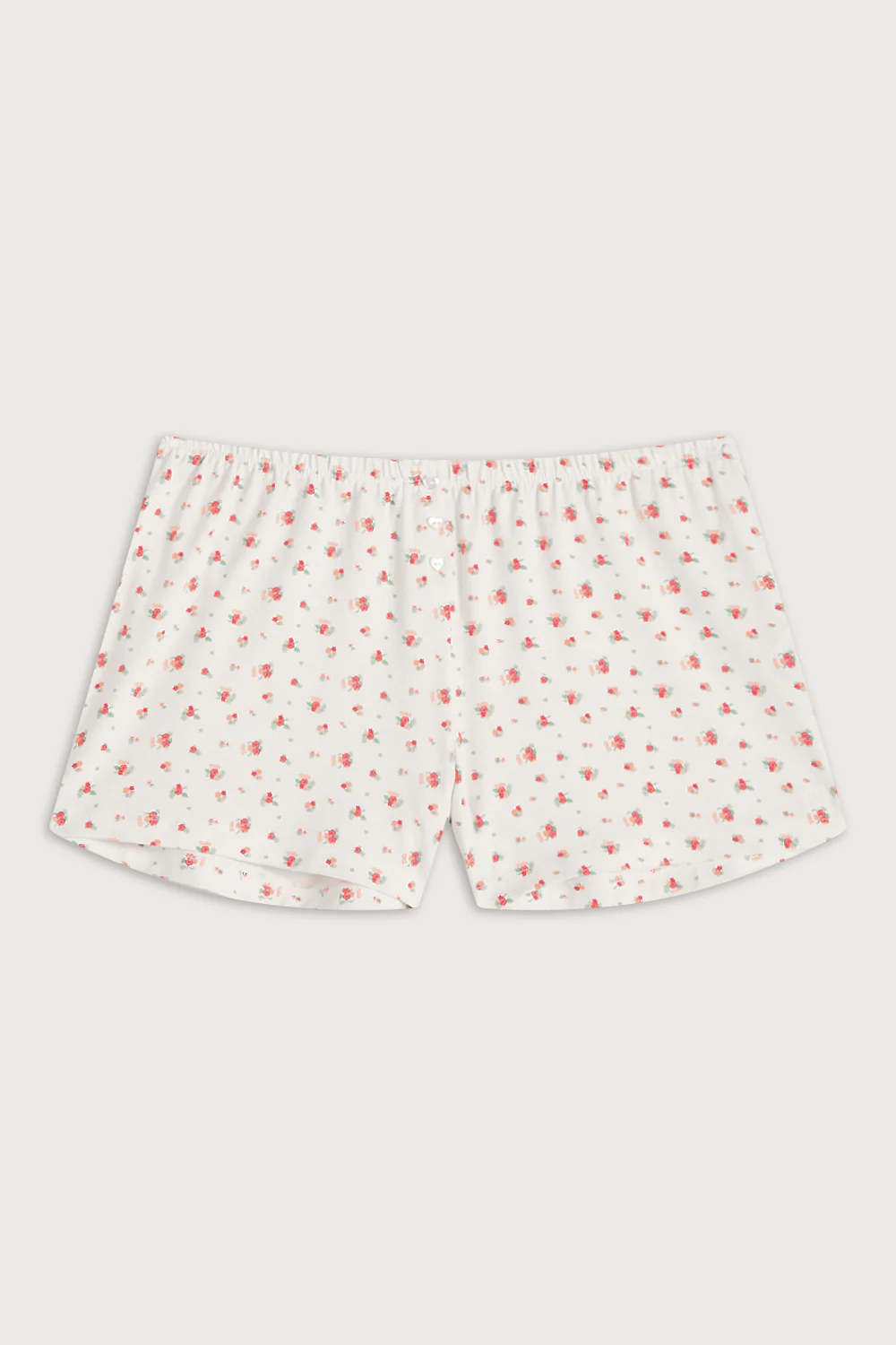 Button Pyjama Shorts - Ivory Floral Print - Image 2