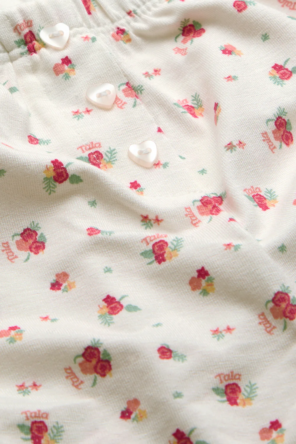 Button Pyjama Shorts - Ivory Floral Print - Image 4