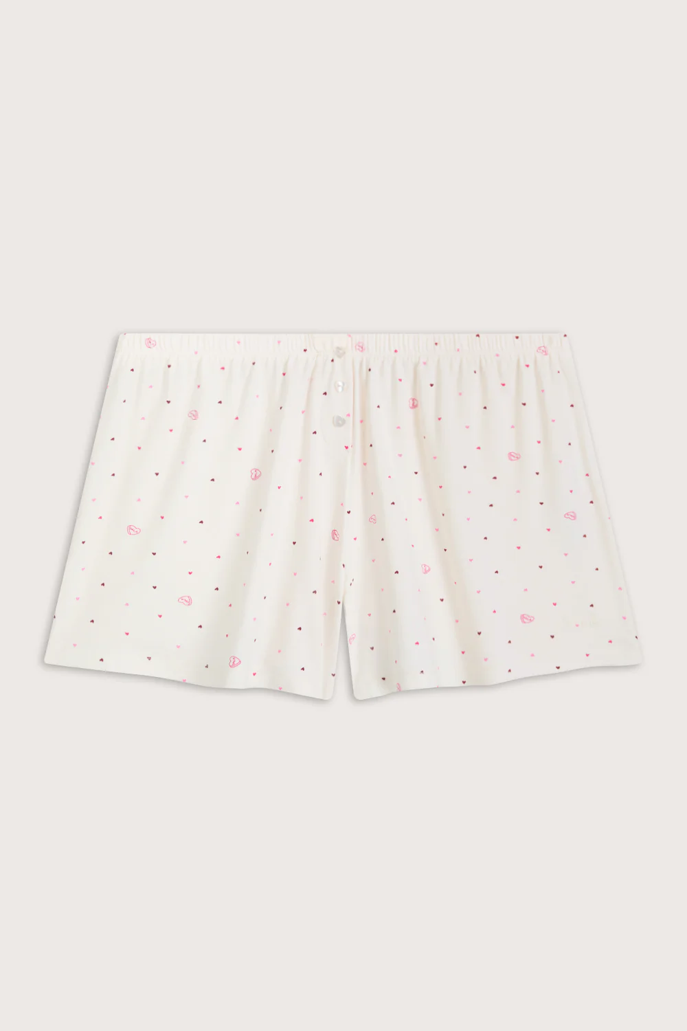 Button Pyjama Shorts - Love Heart Print - Image 2