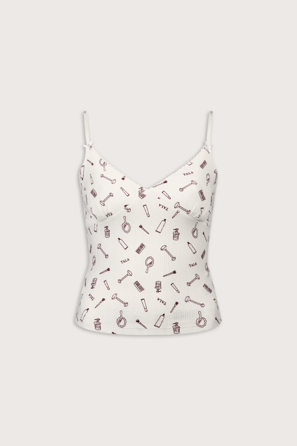 Cami Pyjama Vest - Ivory 'Wake Up' Print - Image 2