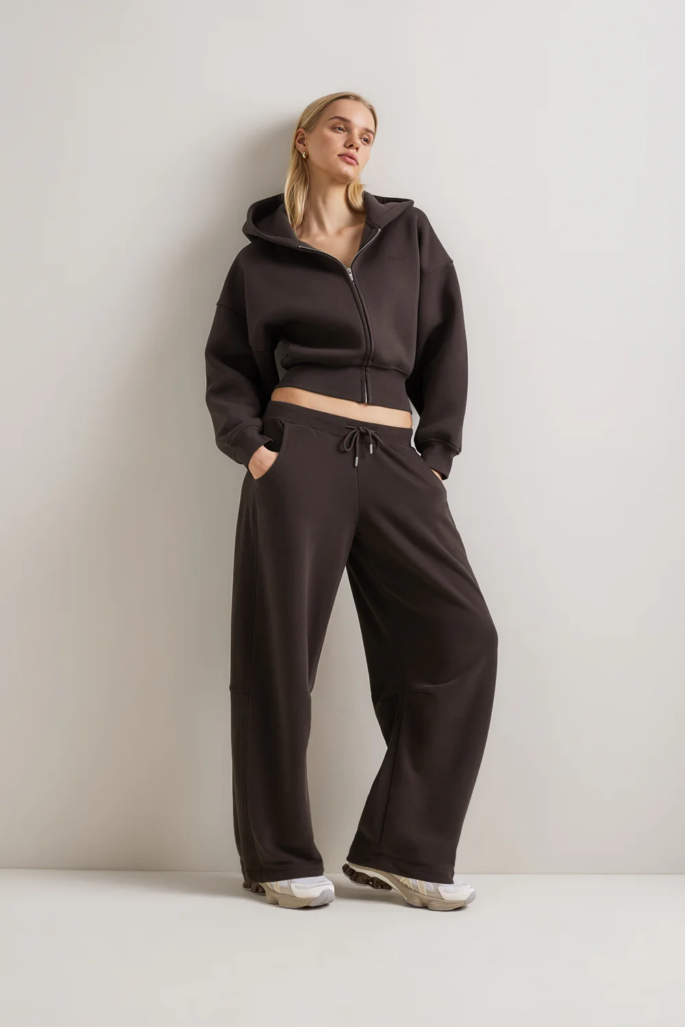 Cocoon Zip Through Hoodie - Americano - Image 3