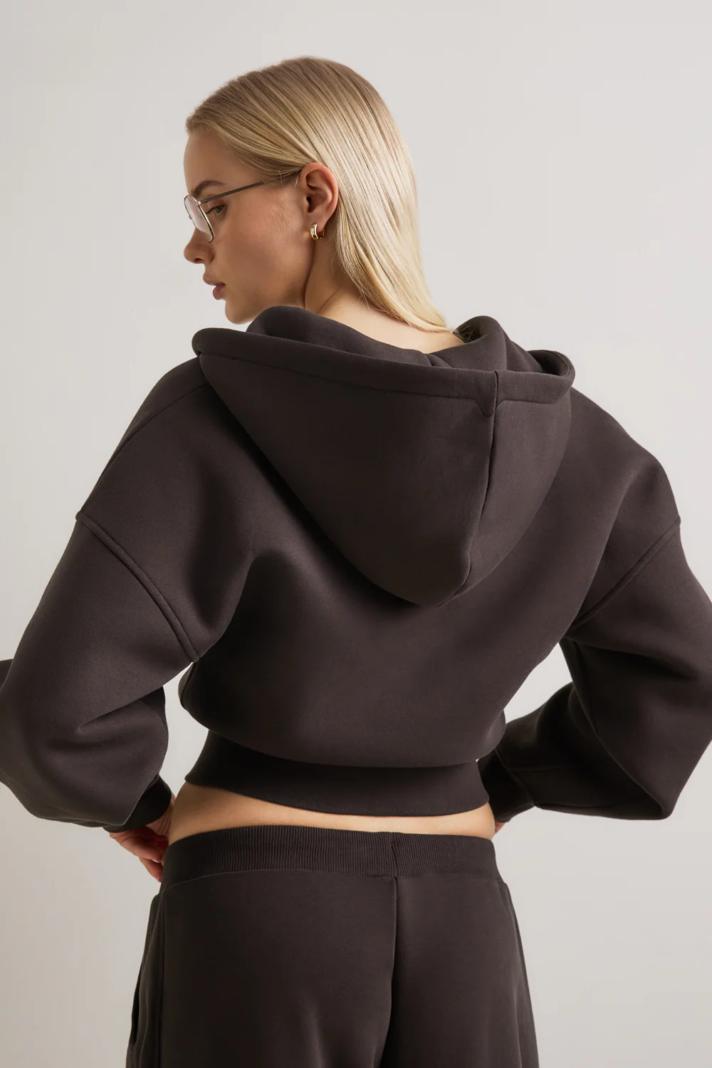 Cocoon Zip Through Hoodie - Americano - Image 4