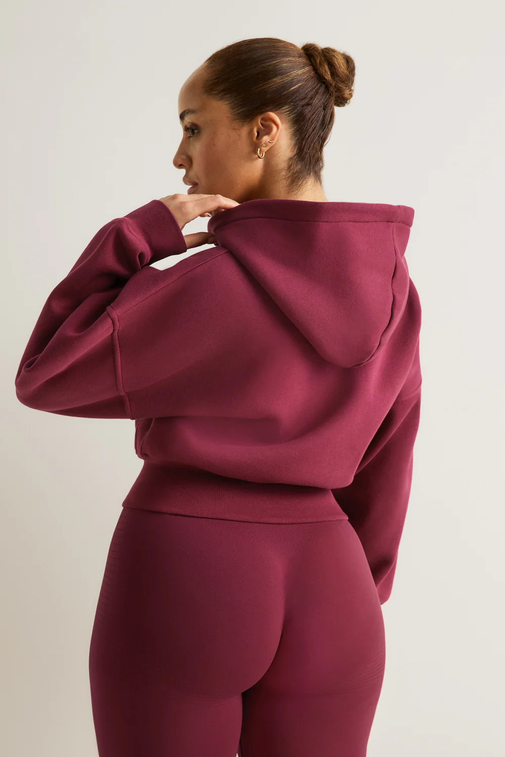 Cocoon Zip Through Hoodie - Cherry Red - Image 4
