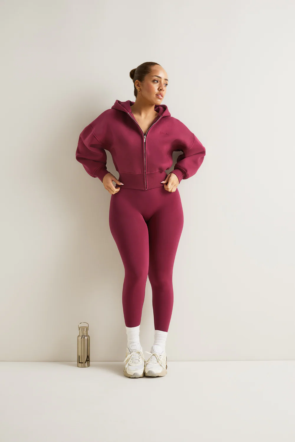 Cocoon Zip Through Hoodie - Cherry Red - Image 5