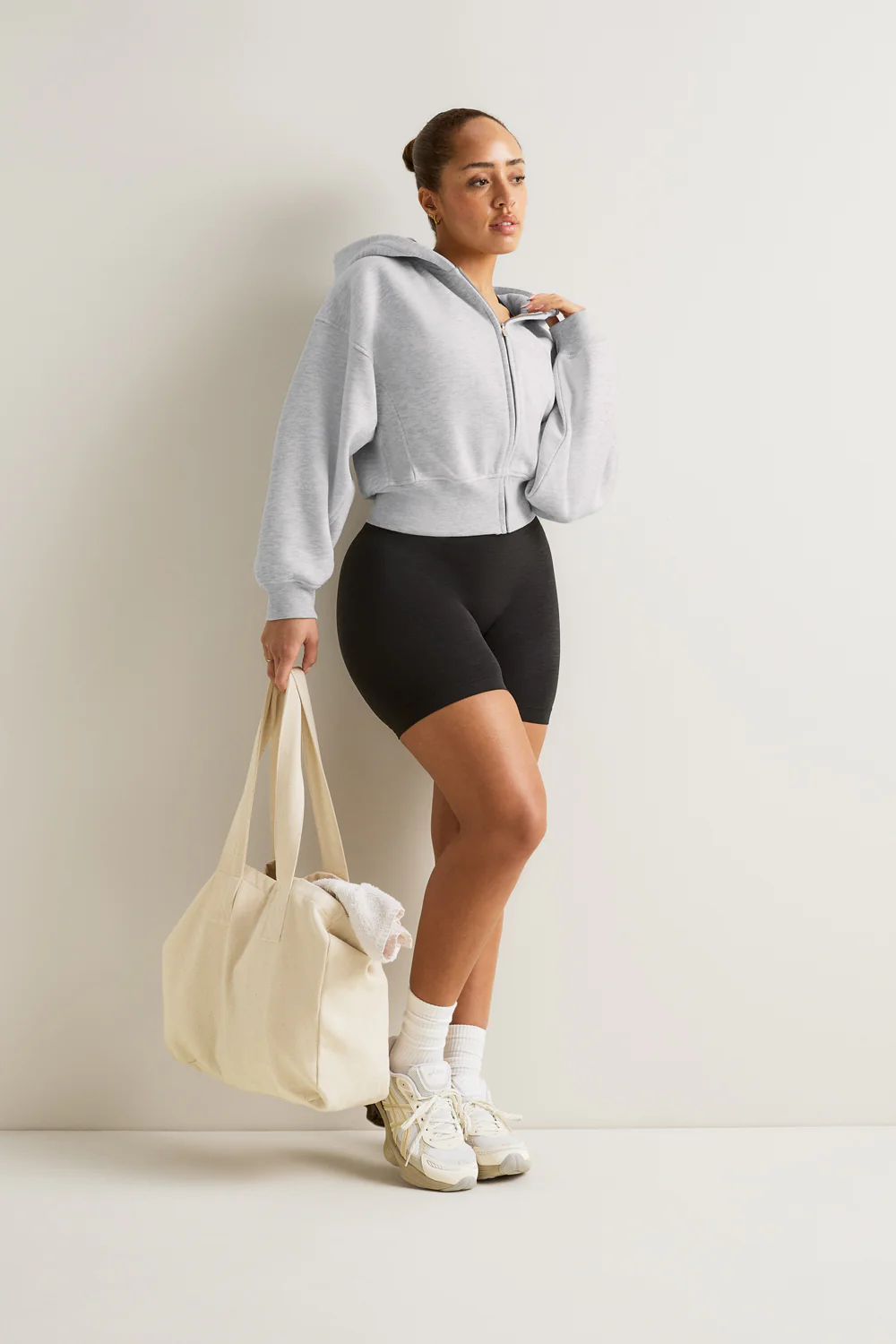 Cocoon Zip Through Hoodie - Grey Marl - Image 4