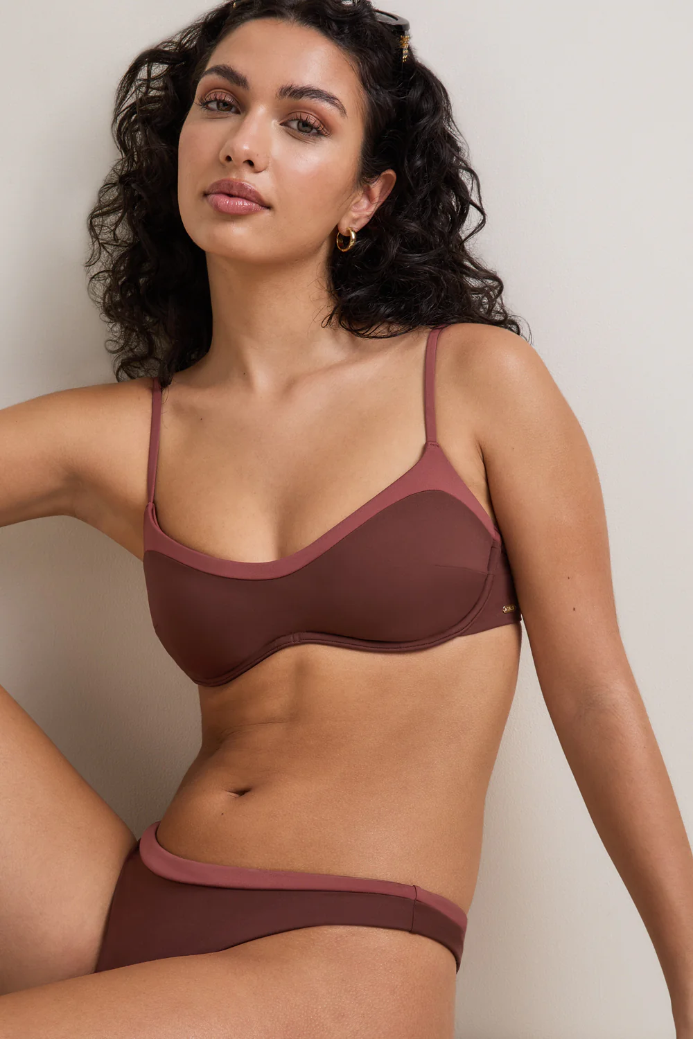 Contrast Underwired Bikini Top - Deep Rust - Image 6