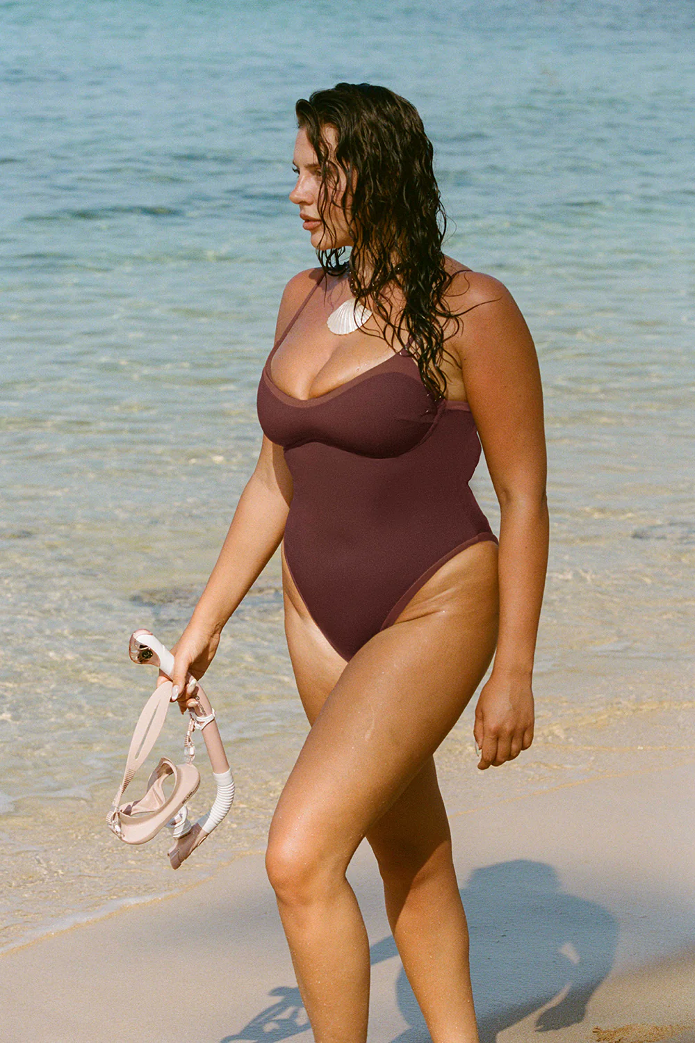 Contrast Underwired Swimsuit - Deep Rust - Image 3