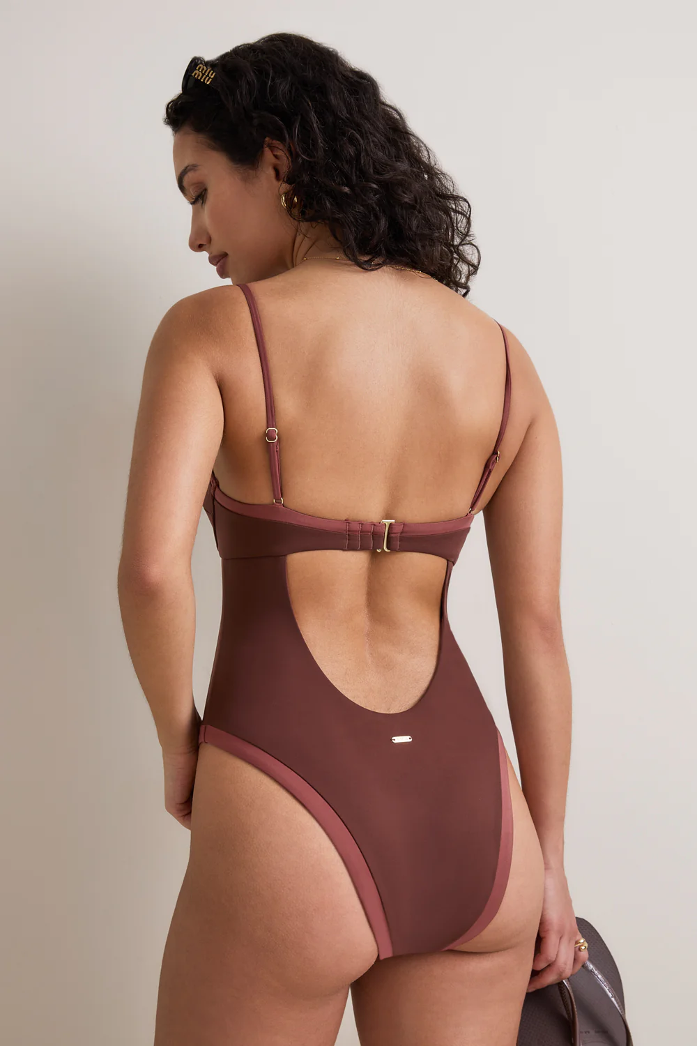 Contrast Underwired Swimsuit - Deep Rust - Image 5