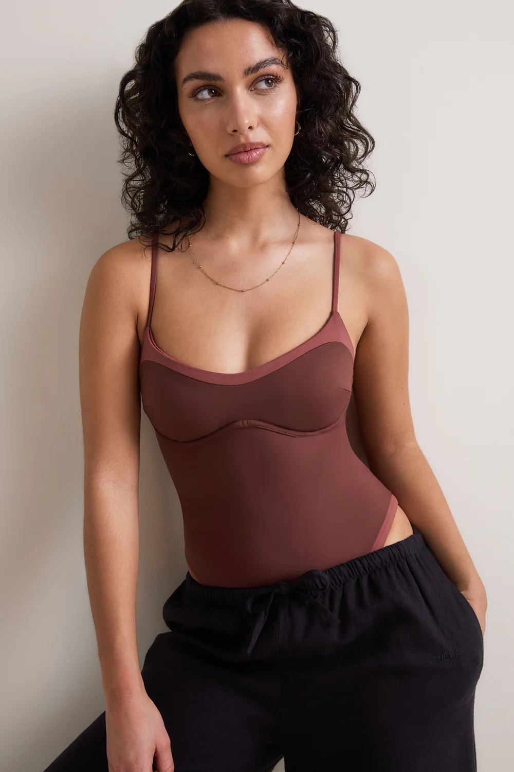 Contrast Underwired Swimsuit - Deep Rust - Image 6