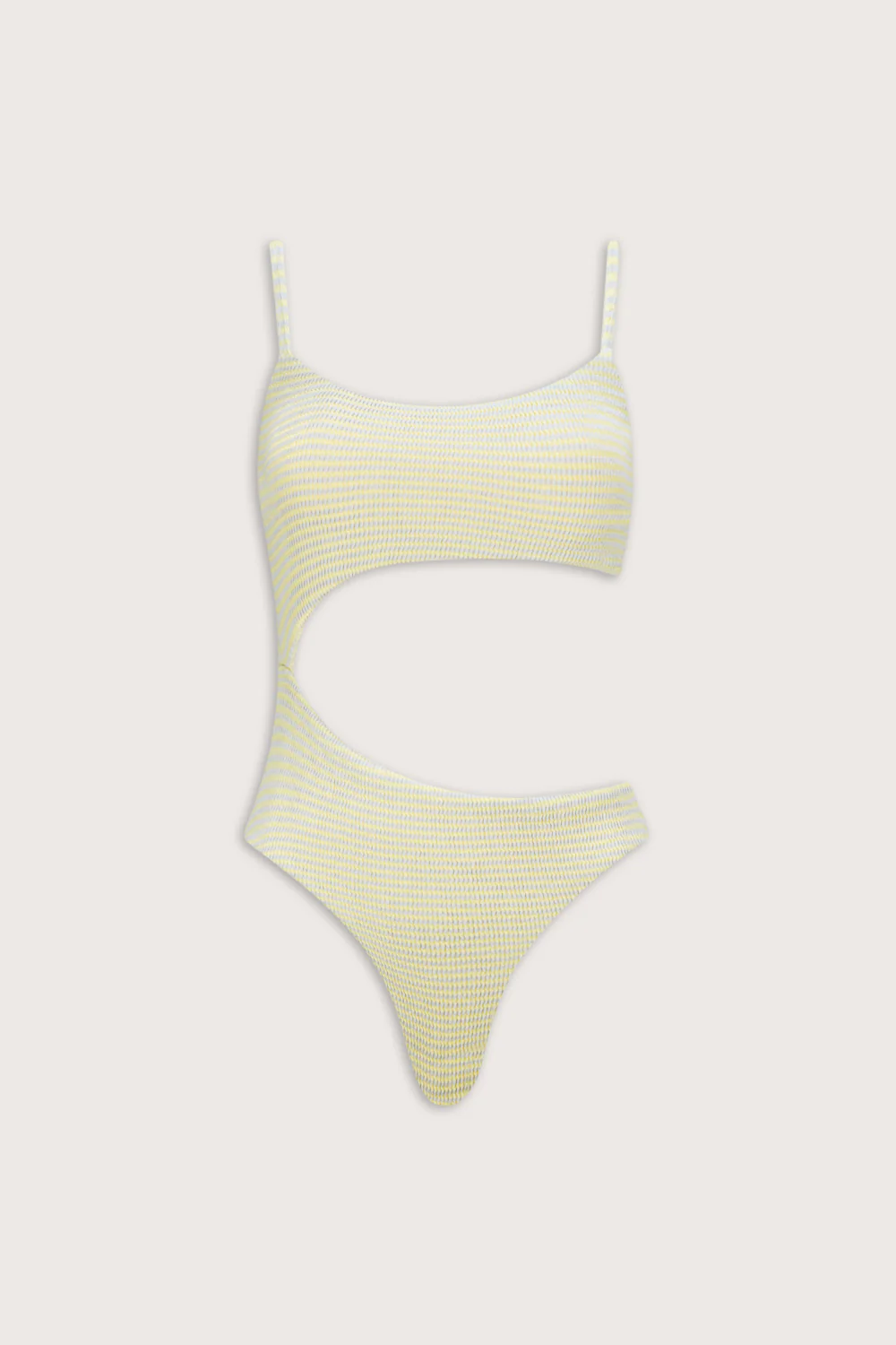 Crinkle Cut Out Swimsuit - Blue / Yellow - Image 2