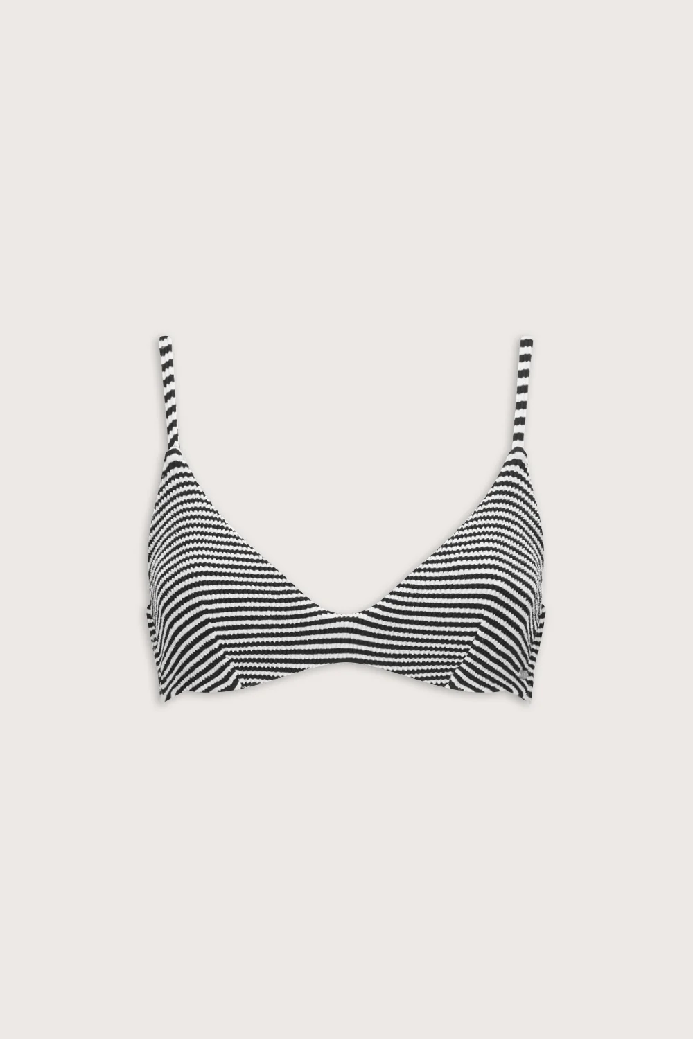 Crinkle Scoop Underwired Bikini Top - Ivory / Black - Image 2