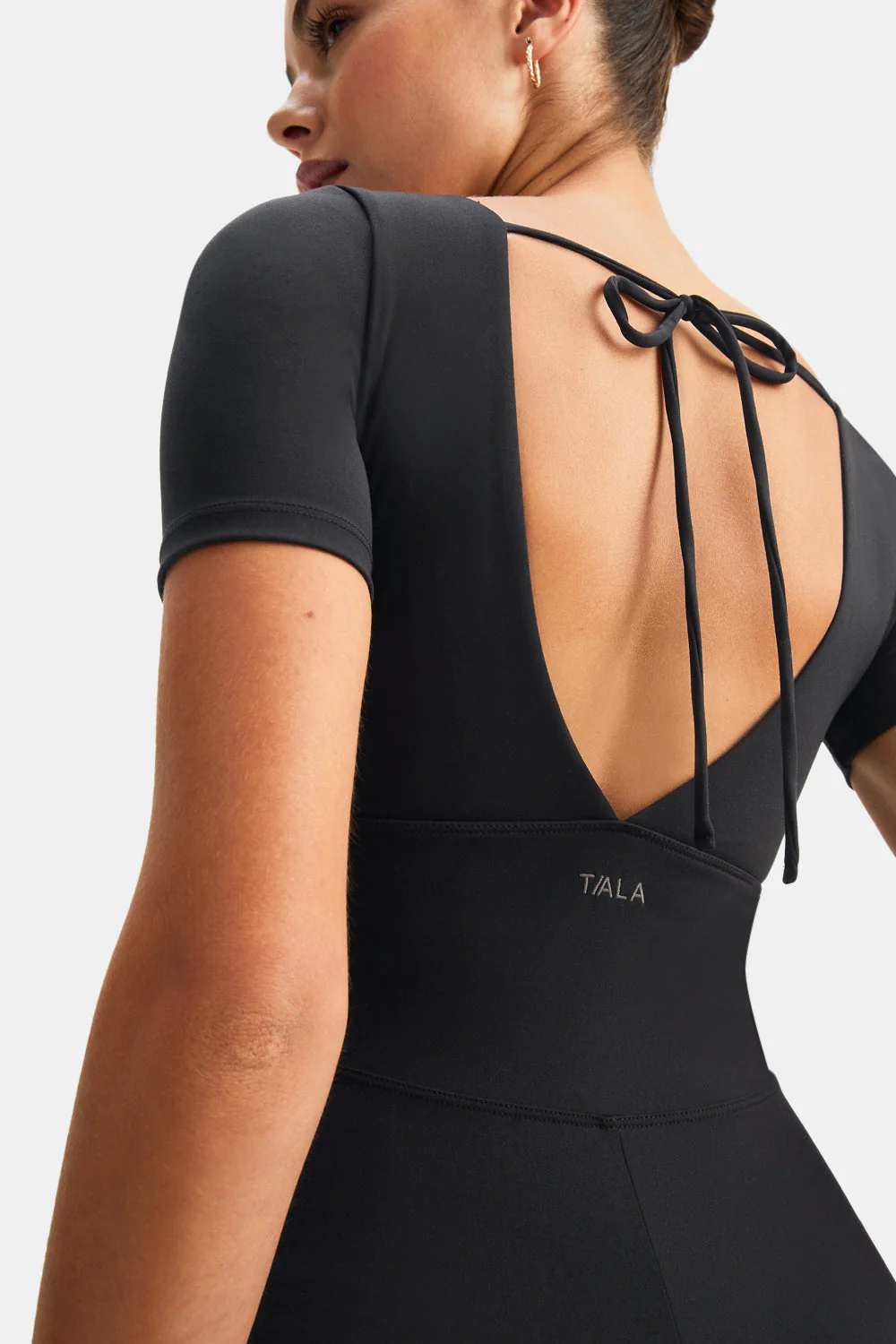 DayFlex Built-In Support Plunge Neck Tie Back Unitard - Shadow Black - Image 5