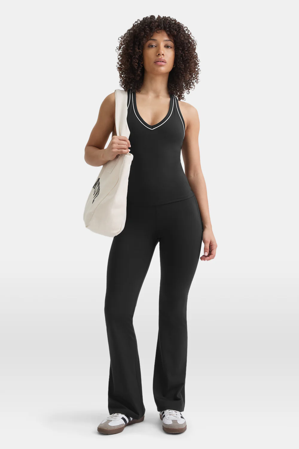 DayFlex Built-In Support V Neck Racer Vest - Shadow Black - Image 3