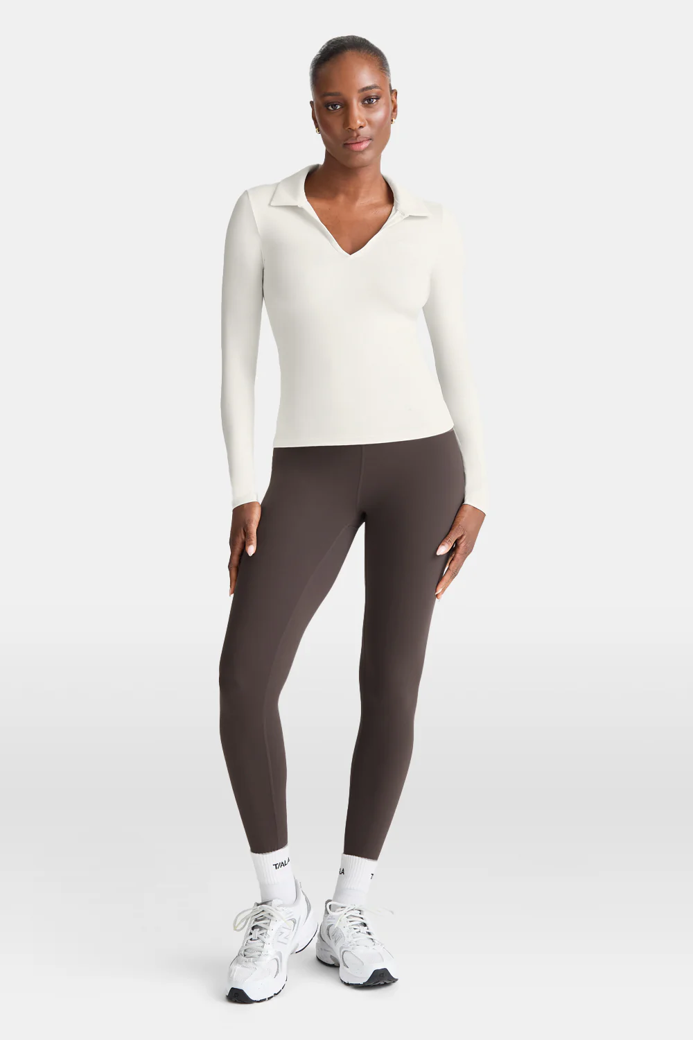 DayFlex Long Sleeve Lightweight Polo - Ivory - Image 4