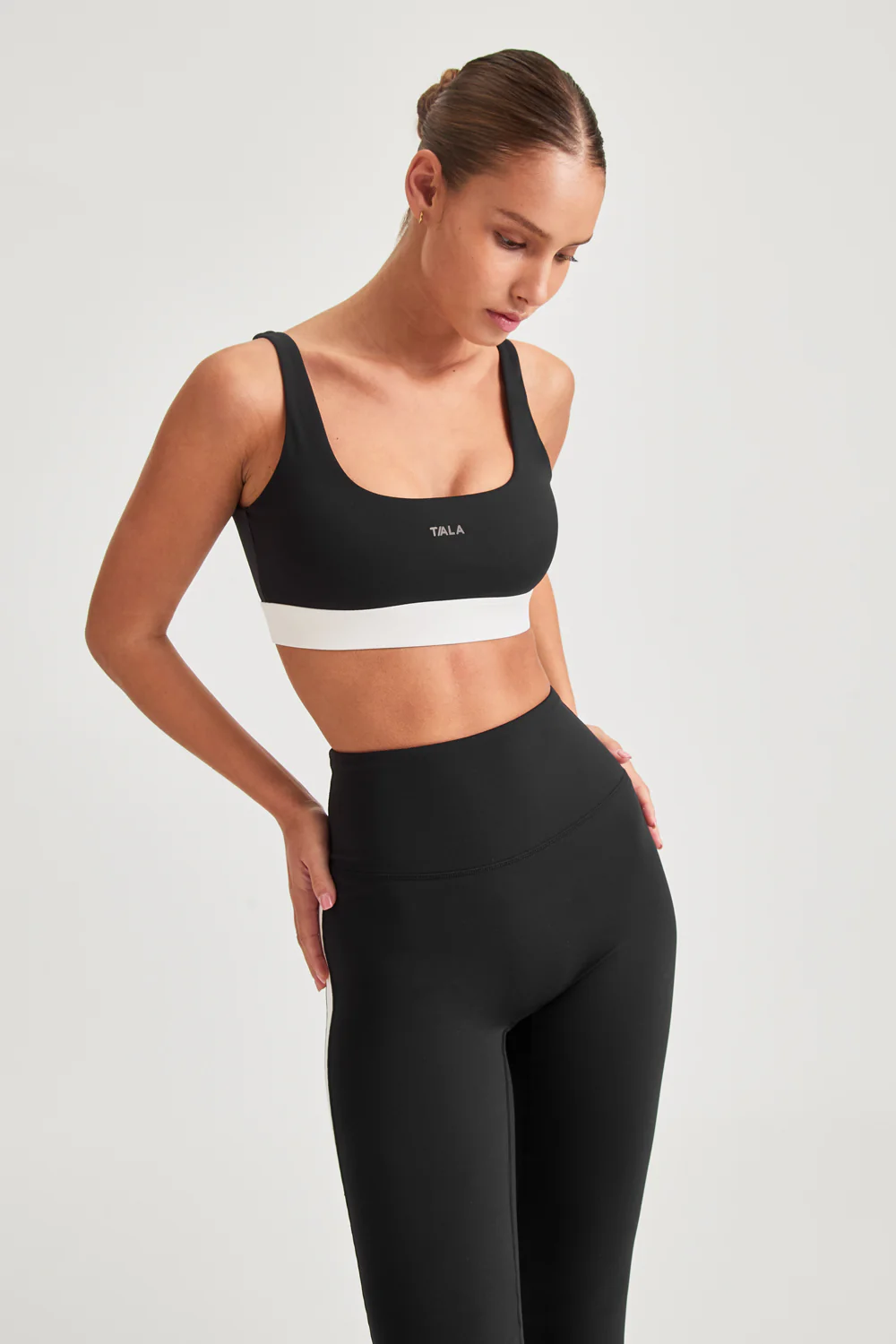 DayFlex Open Back Square Neck Sports Bra - Shadow Black And Ivory - Image 8