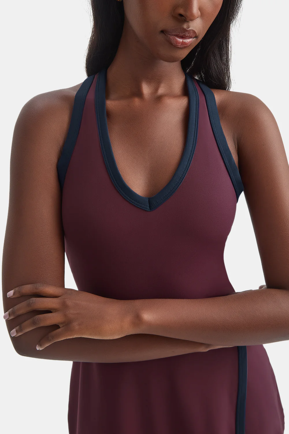 DayFlex Plunge Active Dress - Fig / Midnight Navy - Image 5