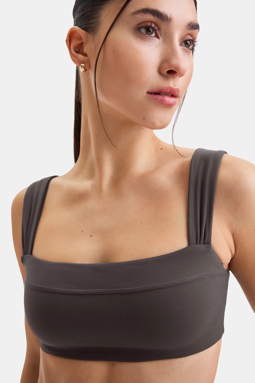 DayFlex Ruched Bandeau Sports Bra - Cool Espresso - Image 5