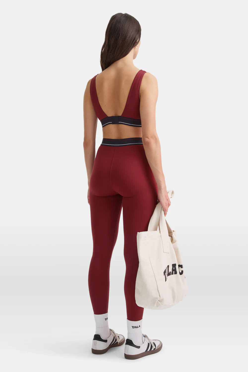 DayFlex V Neck Logo Band Sports Bra - Vintage Red - Image 5