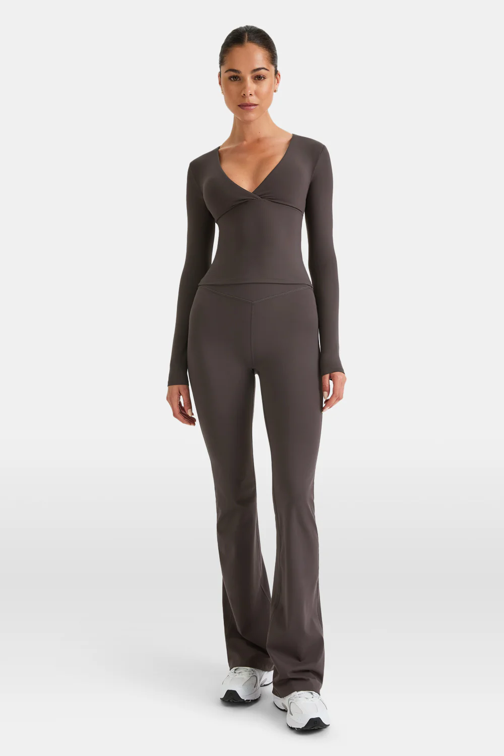 DayFlex V Neck Top - Mocha Brown - Image 3